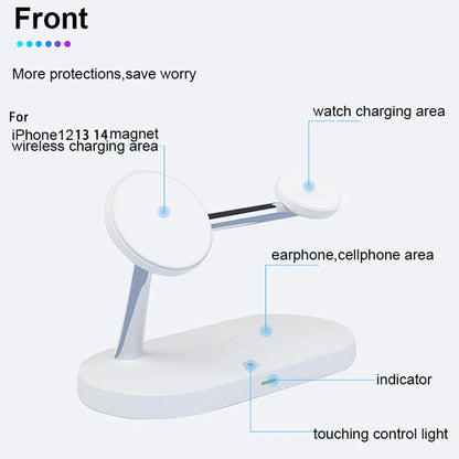 3-in-1 Magnetic Wireless Charger Stand – Fast Charging for iPhone, Apple Watch, & AirPods