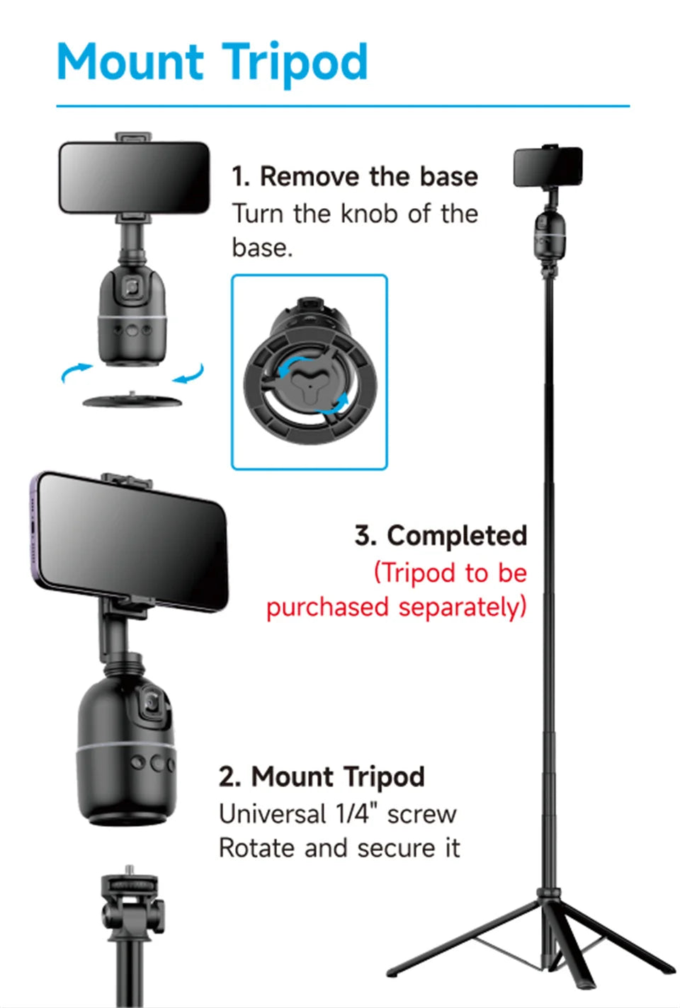 COOL DIER AI Smart Gimbal: 360° Auto Face Tracking Stabilizer - MOLUCKS