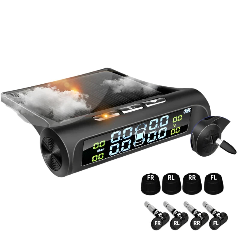 Solar Smart TPMS - Car Tire Pressure & Temperature Monitoring System