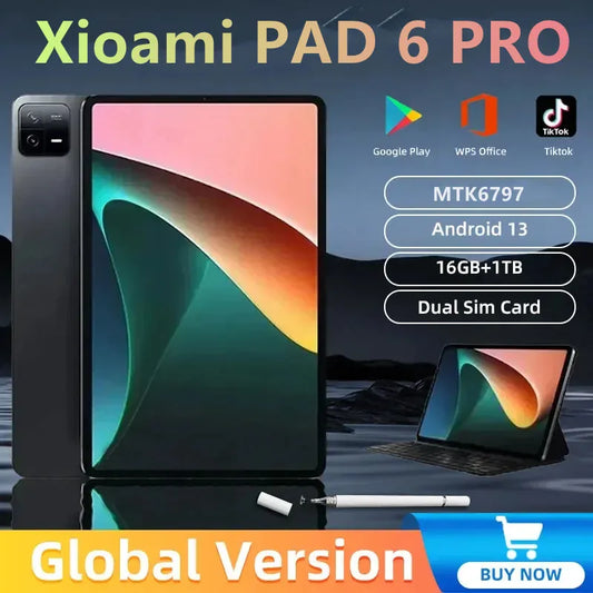 2024 NEW Original Pad 6 PRO Tablet  Android 13 16GB 1T 11 Inch 10000mAh 5G Dual SIM Phone Call GPS Bluetooth WiFi WPS Tablet
