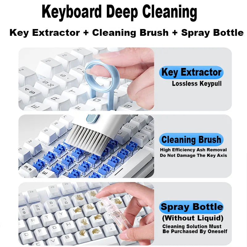 7-in-1 Computer Keyboard Cleaner Brush Kit Bluetooth Earphone Cleaning Pen For Airpods 3 Pro Headset Cleaning Tool Keycap Puller - Molucks