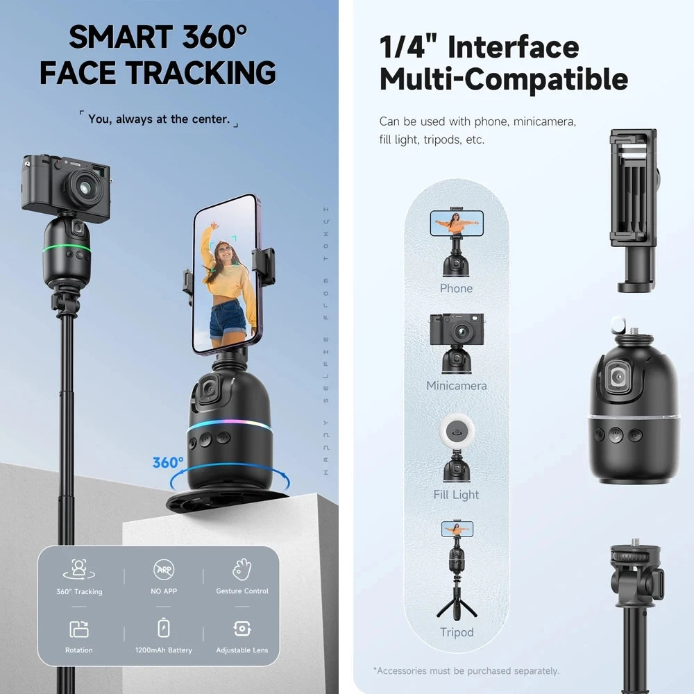 COOL DIER AI Smart Gimbal: 360° Auto Face Tracking Stabilizer - MOLUCKS