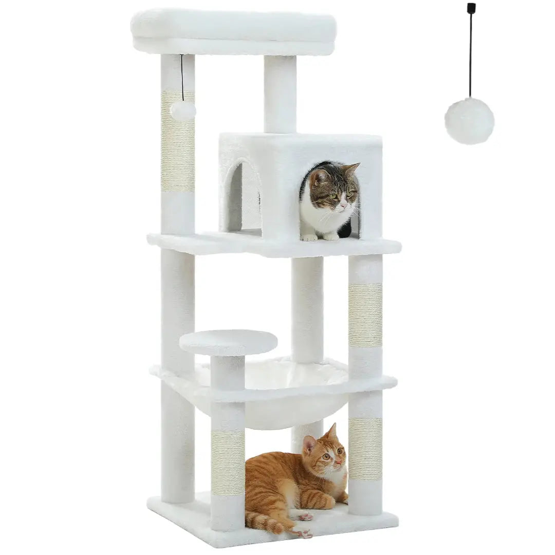 Cat Tree for Indoor Cats - 5-Level Heavy-Duty Cat Tower with Metal Frame, Large Hammock & Big Top Perch | Multi-Level Cat Condo for Large Cats | Durable Climbing Furniture for Play, Rest, Scratching