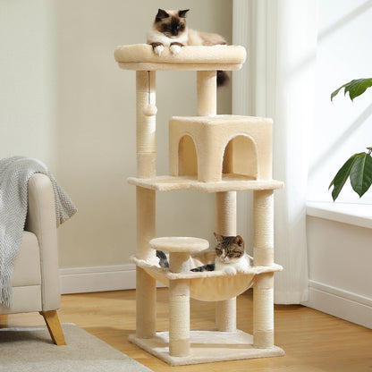 Cat Tree for Indoor Cats - 5-Level Heavy-Duty Cat Tower with Metal Frame, Large Hammock & Big Top Perch | Multi-Level Cat Condo for Large Cats | Durable Climbing Furniture for Play, Rest, Scratching