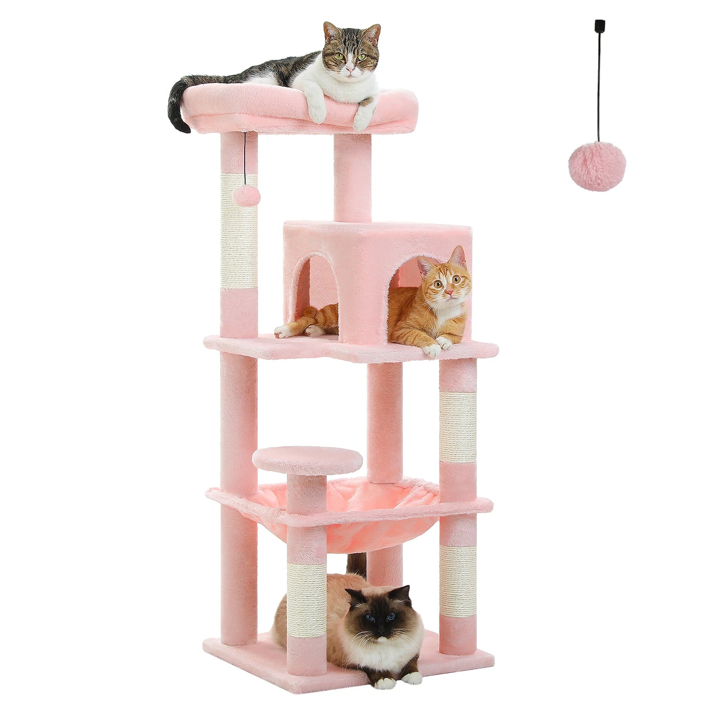 Cat Tree for Indoor Cats - 5-Level Heavy-Duty Cat Tower with Metal Frame, Large Hammock & Big Top Perch | Multi-Level Cat Condo for Large Cats | Durable Climbing Furniture for Play, Rest, Scratching