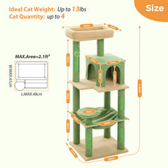 Cat Tree for Indoor Cats - 5-Level Heavy-Duty Cat Tower with Metal Frame, Large Hammock & Big Top Perch | Multi-Level Cat Condo for Large Cats | Durable Climbing Furniture for Play, Rest, Scratching