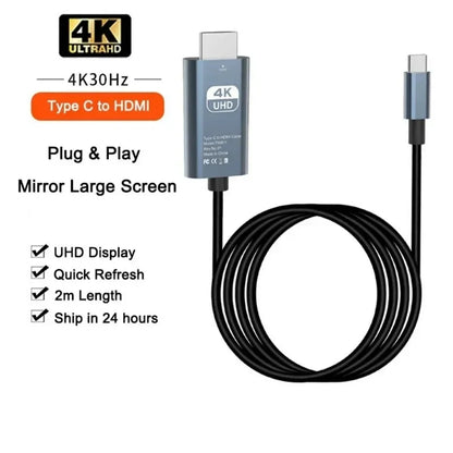 4k Type C To HDMI-compatible 60Hz USB C Adapter Cable Type C To HD Cable