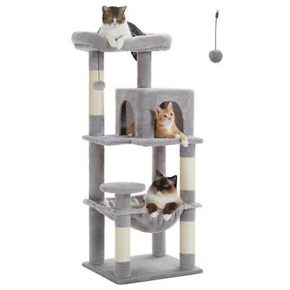 Cat Tree for Indoor Cats - 5-Level Heavy-Duty Cat Tower with Metal Frame, Large Hammock & Big Top Perch | Multi-Level Cat Condo for Large Cats | Durable Climbing Furniture for Play, Rest, Scratching