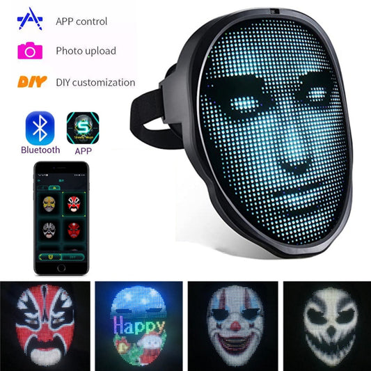 Smart LED Face Masks Programmable Change Face DIY Photoes For Party Display LED Light Mask For Halloween - Molucks