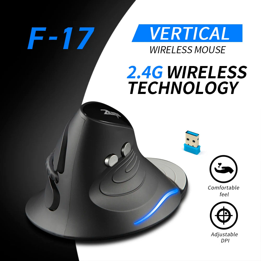 Vertical Gaming Mouse – Ergonomic 6-Button, 3 DPI Levels, 2.4GHz Wireless for PC/Laptop