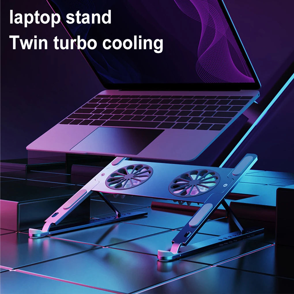 RGB Light Laptop Stand Cooling Fan Gaming Laptop Stand Aluminum Foldable Cooler for Notebook Laptop Macbook Adjustable Holder