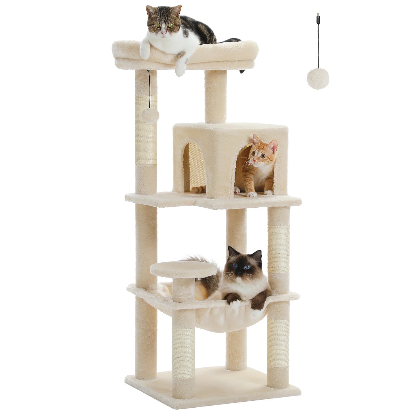 Cat Tree for Indoor Cats - 5-Level Heavy-Duty Cat Tower with Metal Frame, Large Hammock & Big Top Perch | Multi-Level Cat Condo for Large Cats | Durable Climbing Furniture for Play, Rest, Scratching