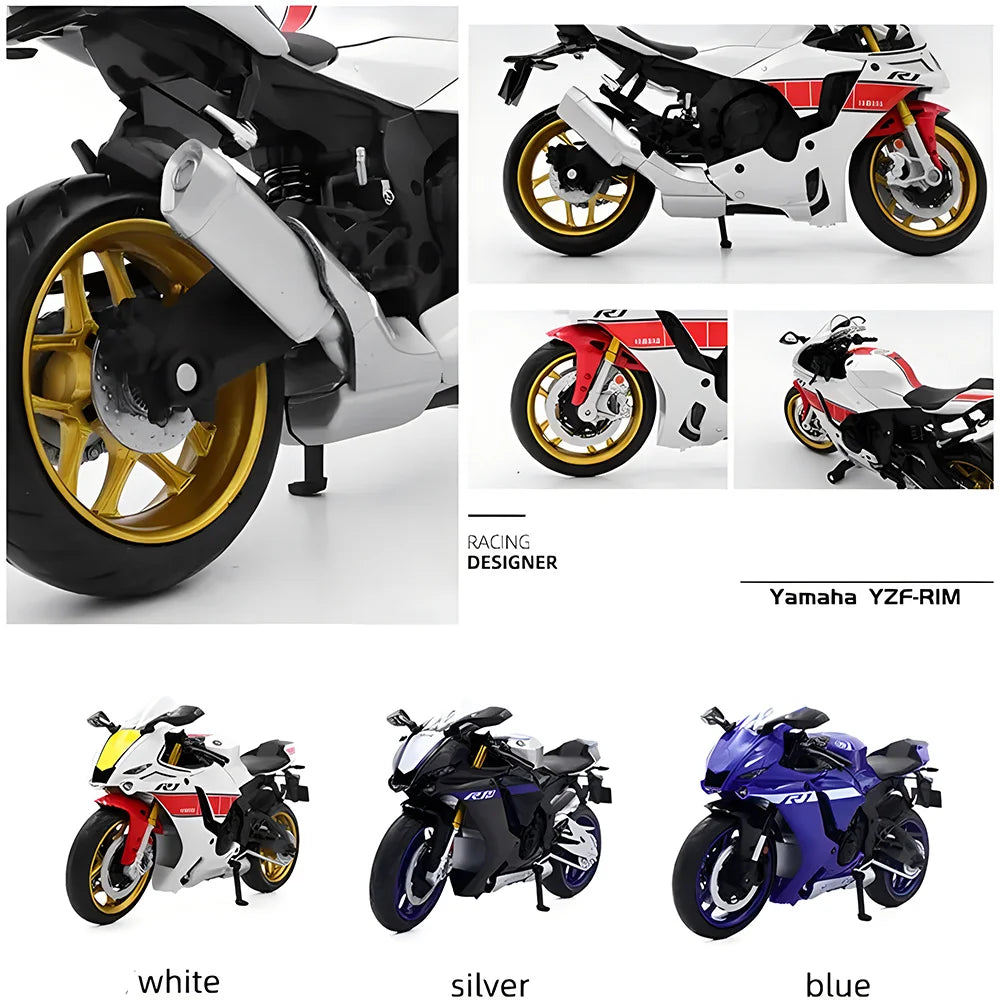 1/12 Scale Yamaha YZF-R1M Motorcycle Model Toy Alloy Diecast Simulation Models Motor Cycle Collection Decoration Boys Toys Gifts
