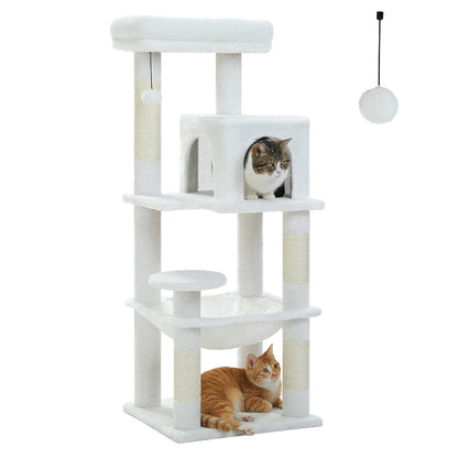 Cat Tree for Indoor Cats - 5-Level Heavy-Duty Cat Tower with Metal Frame, Large Hammock & Big Top Perch | Multi-Level Cat Condo for Large Cats | Durable Climbing Furniture for Play, Rest, Scratching