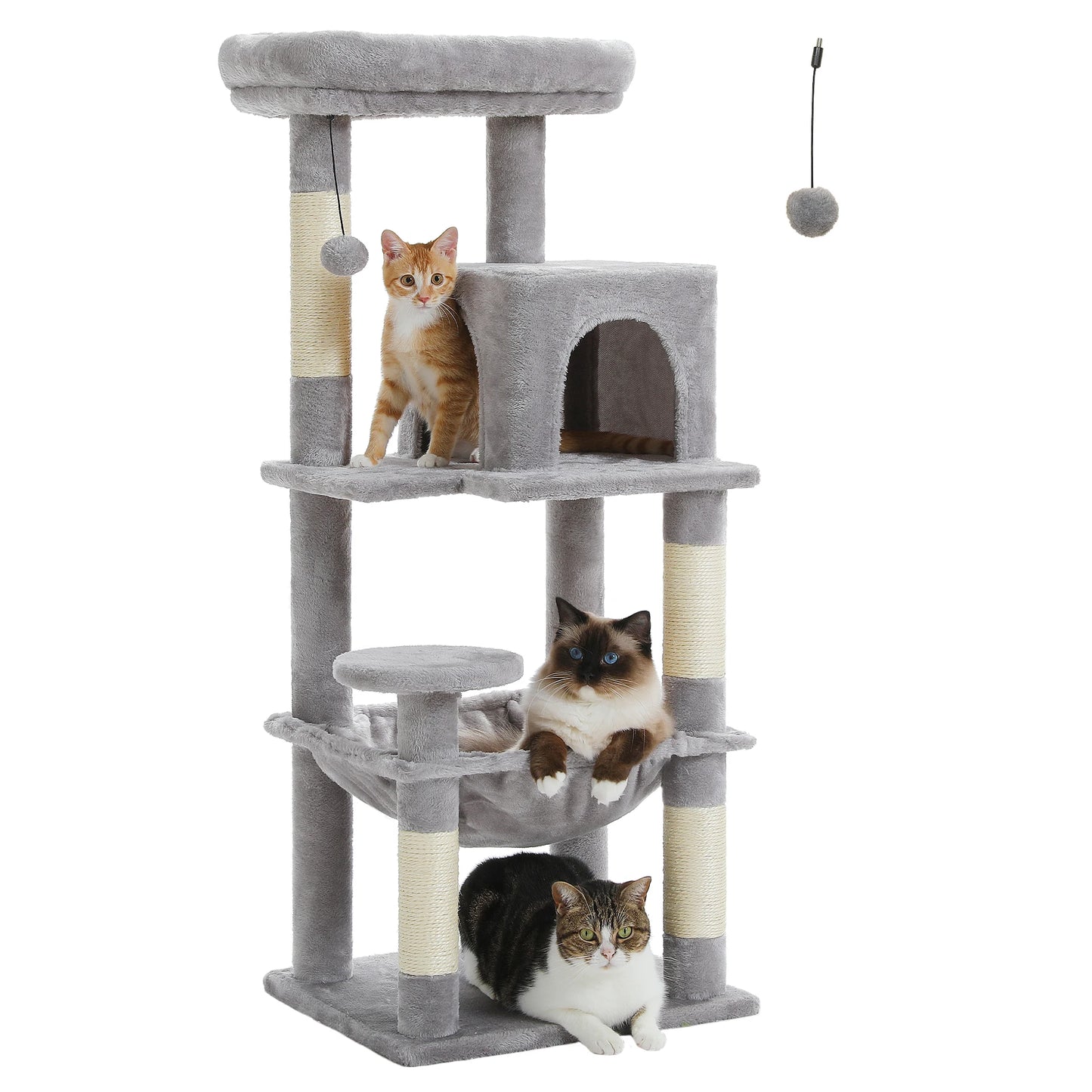 Cat Tree for Indoor Cats - 5-Level Heavy-Duty Cat Tower with Metal Frame, Large Hammock & Big Top Perch | Multi-Level Cat Condo for Large Cats | Durable Climbing Furniture for Play, Rest, Scratching